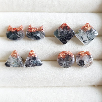 Black Rutilated Quartz Studs