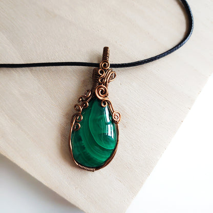 Wire Wrapped Malachite Pendant