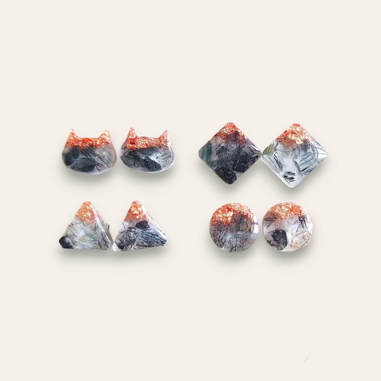 Black Rutilated Quartz Studs