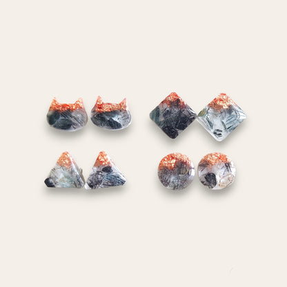 Black Rutilated Quartz Studs