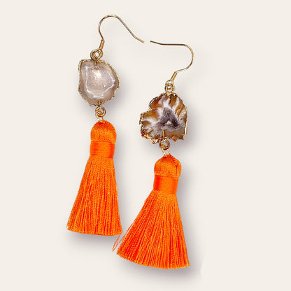 I Am Protected And Bold: Statement Agate Tassel Dangle