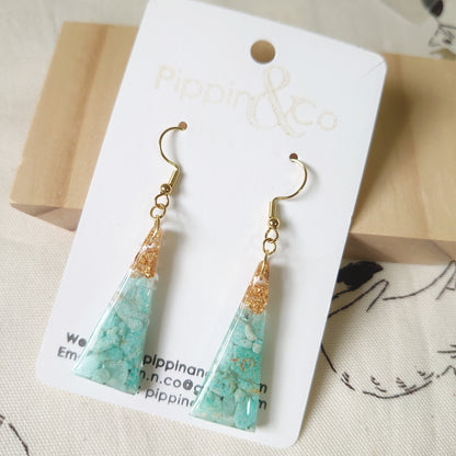 Stylish Amazonite Gold Foil Dangles