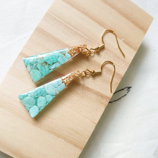 Stylish Amazonite Gold Foil Dangles