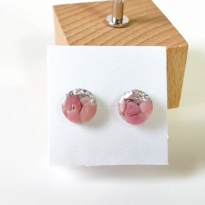 Rhodochrosite Circle Stud