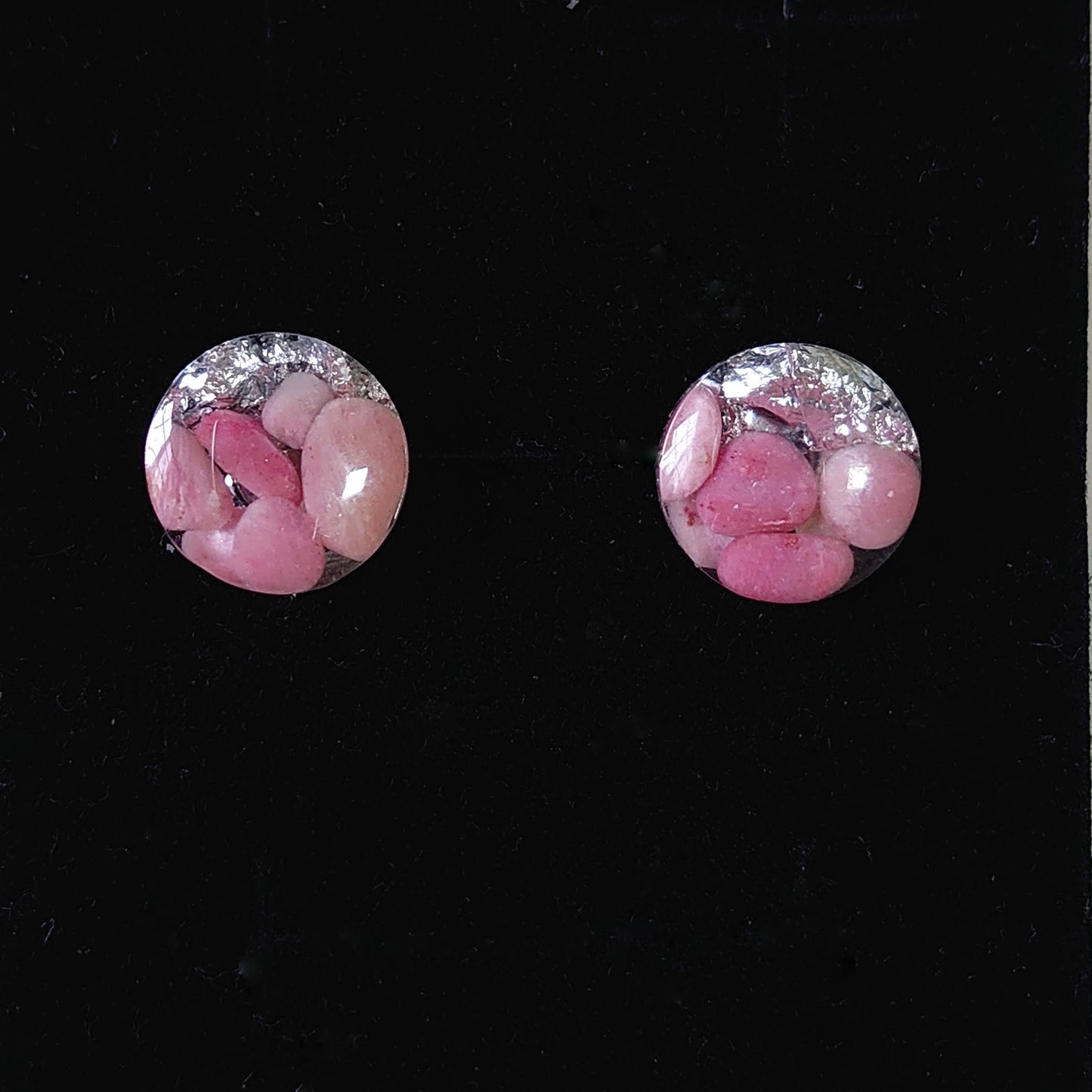 Rhodochrosite Circle Stud