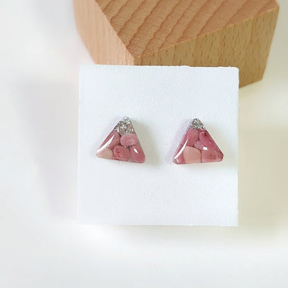 Rhodochrosite Triangle Stud