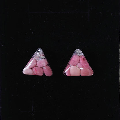 Rhodochrosite Triangle Stud